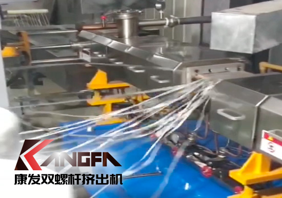 65高扭+PLC，尼龍加纖雙螺桿造粒機試機