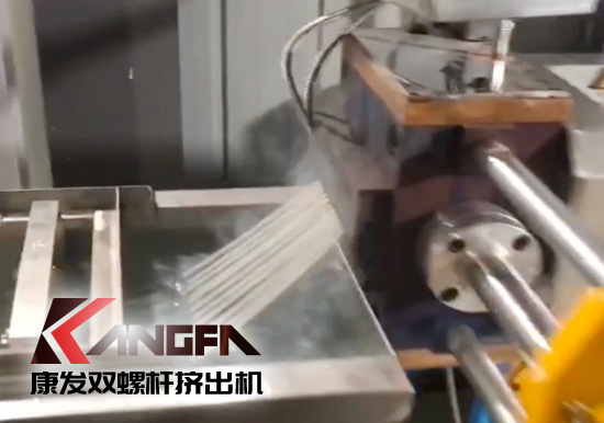 65高扭+PLC，尼龍加纖雙螺桿造粒機試機